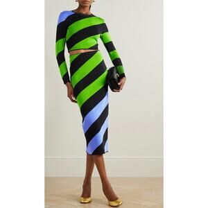 Carolina Herrera Knit Pencil Skirt in Lawn Green Multi XS